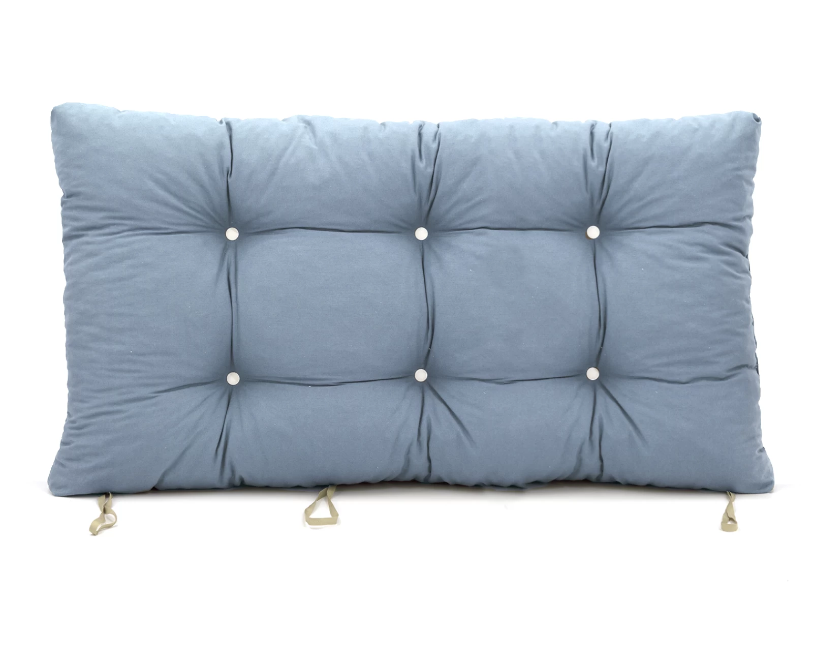 Μαξιλάρι μονόχρωμο λονέτα γαλάζια για παλέτα με κουμπιά - Μπαμπού | Mypouf.gr