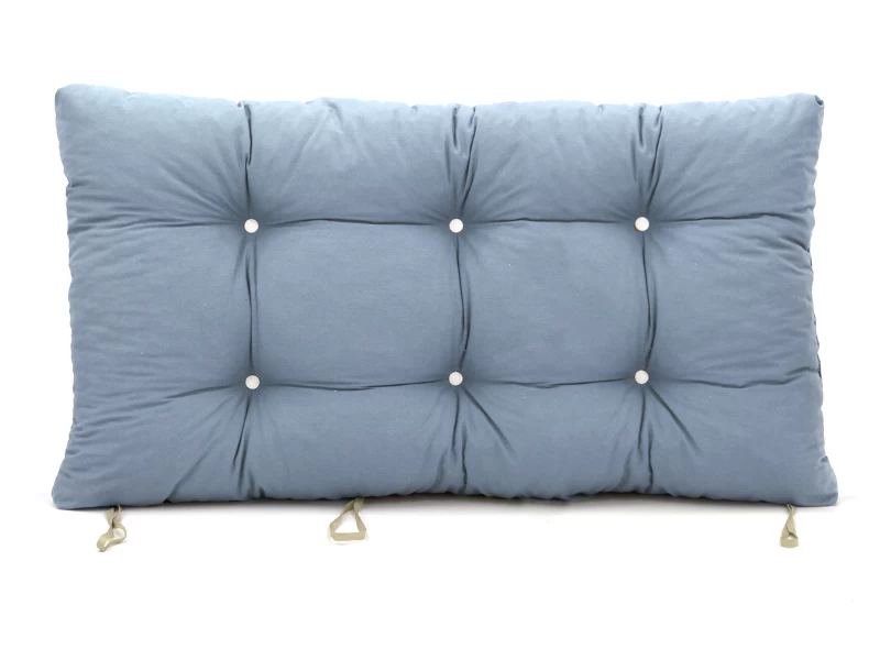 Μαξιλάρι μονόχρωμο λονέτα γαλάζια για παλέτα με κουμπιά - Μπαμπού