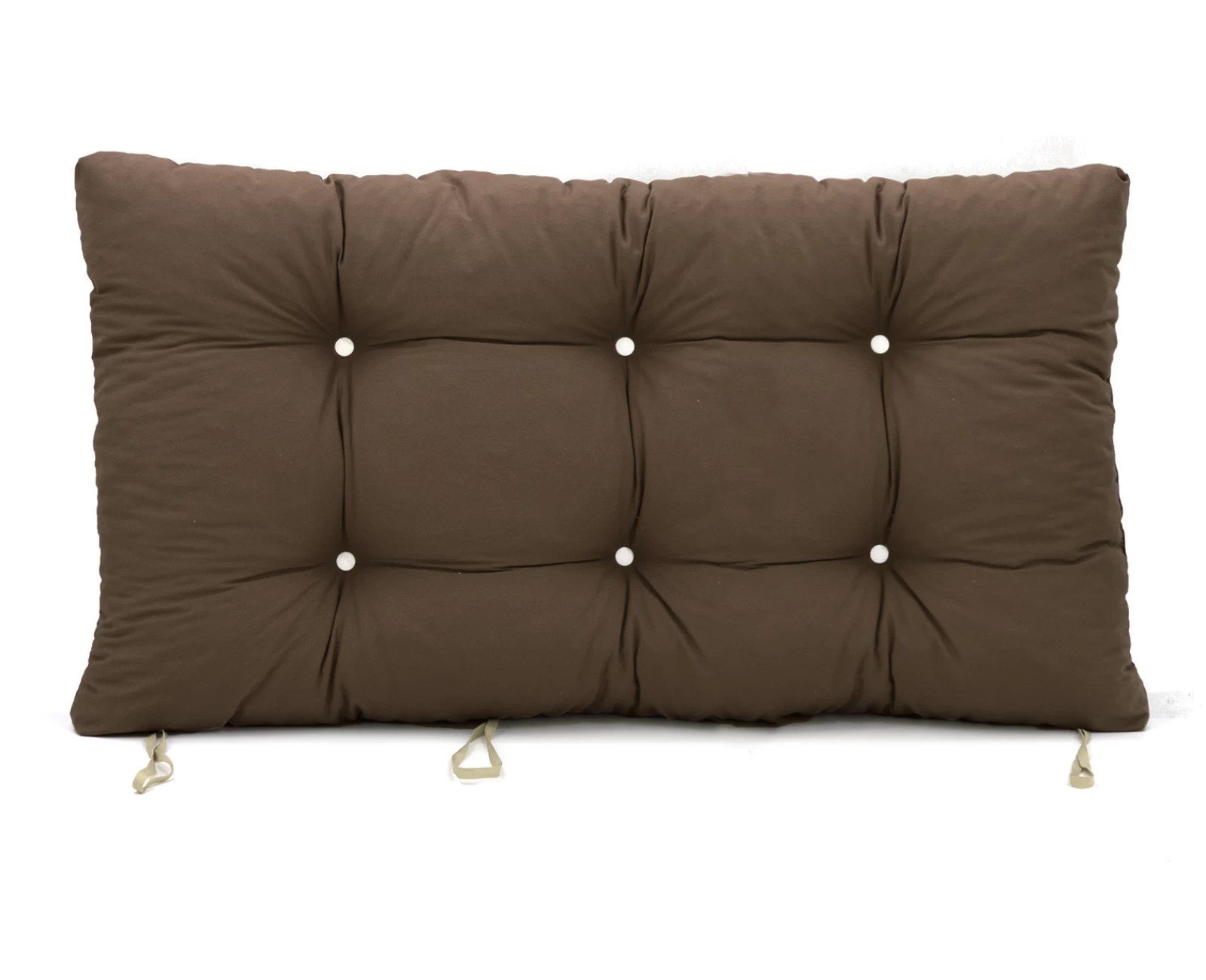 Μαξιλάρι μονόχρωμο λονέτα καφέ για παλέτα με κουμπιά - Μπαμπού | Mypouf.gr