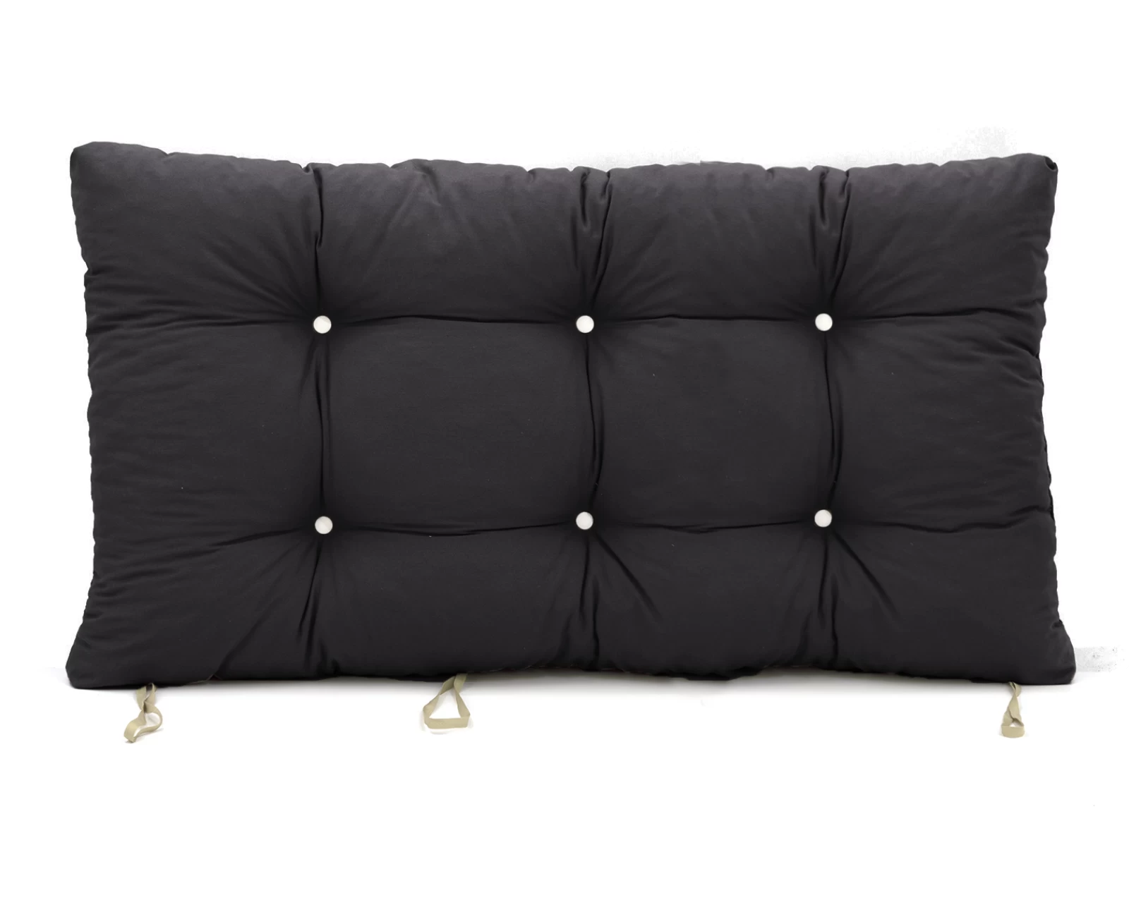 Μαξιλάρι μονόχρωμο λονέτα μαύρη για παλέτα με κουμπιά - Μπαμπού | Mypouf.gr