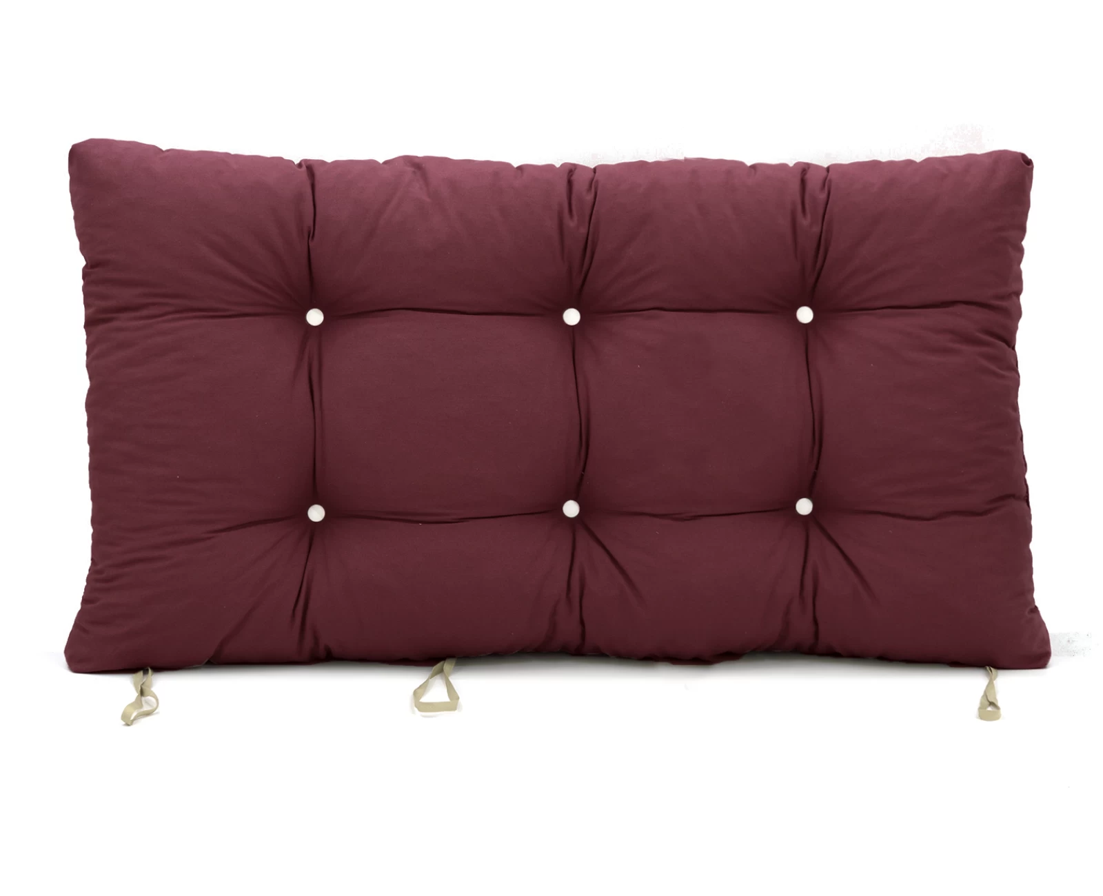 Μαξιλάρι μονόχρωμο λονέτα μπορντώ για παλέτα με κουμπιά - Μπαμπού | Mypouf.gr