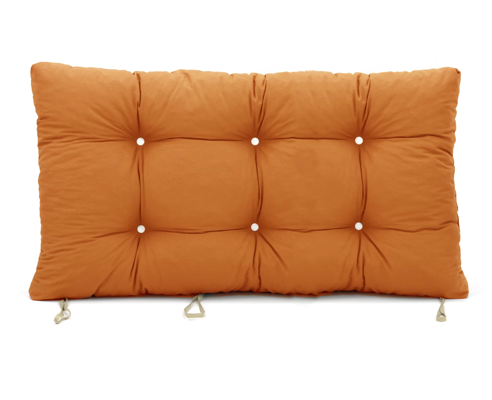 Μαξιλάρι μονόχρωμο λονέτα πορτοκαλί για παλέτα με κουμπιά - Μπαμπού | Mypouf.gr