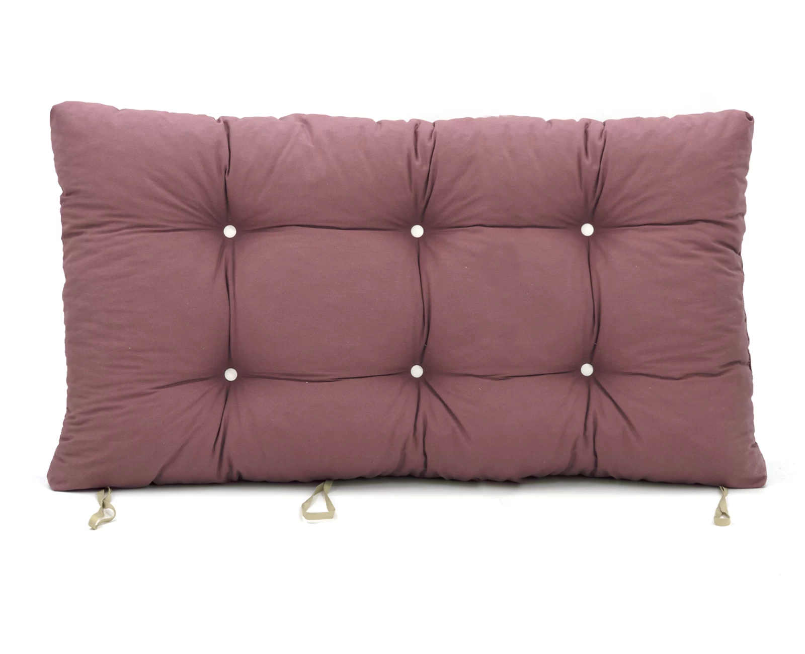 Μαξιλάρι μονόχρωμο λονέτα ροζ - σομόν για παλέτα με κουμπιά - Μπαμπού | Mypouf.gr