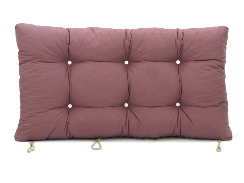 Μαξιλάρι μονόχρωμο λονέτα ροζ - σομόν για παλέτα με κουμπιά - Μπαμπού