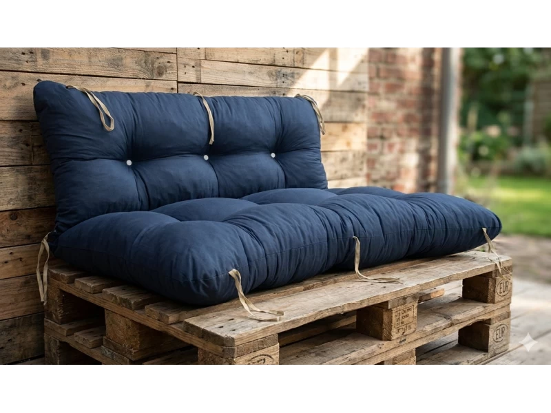 Μαξιλάρι για καναπέ με ενσωματωμένη πλάτη - Μονόχρωμο πετρόλ σκούρο Poliester ύφασμα