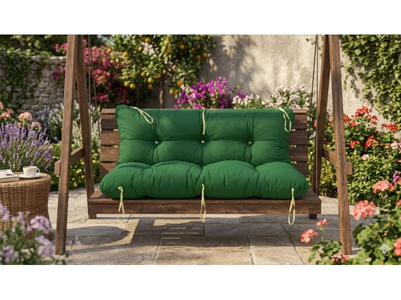 Μαξιλάρι για καναπέ με ενσωματωμένη πλάτη - Μονόχρωμο πράσινο Poliester ύφασμα