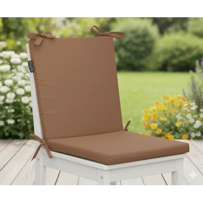 Μαξιλάρι καρέκλας με κορδόνια στην πλάτη μονόχρωμο caramel - Ύφασμα Poliester