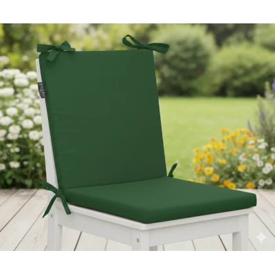 Μαξιλάρι καρέκλας με κορδόνια στην πλάτη μονόχρωμο πράσινο - Ύφασμα Poliester