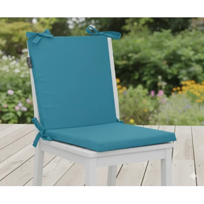 Μαξιλάρι καρέκλας με κορδόνια στην πλάτη μονόχρωμο τιρκουάζ - Ύφασμα Poliester