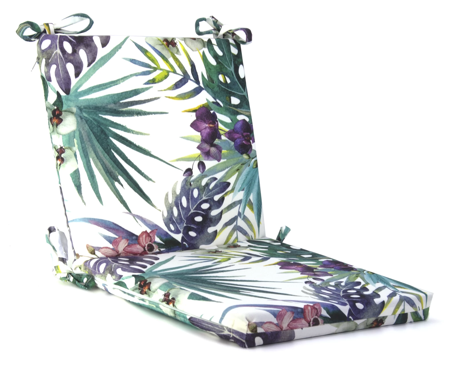 Μαξιλάρι με πλάτη και κάθισμα βαμβακερό με 70% αδιαβροχοποίηση (Leaves 8813) 45 x 45 x 5 + 45 x 45 x 5 | Mypouf.gr