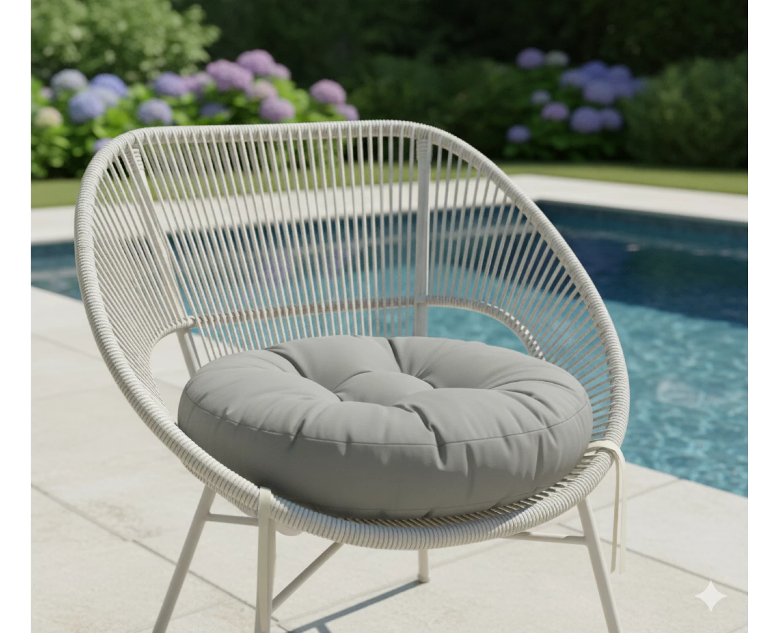 Μαξιλάρι στρογγυλό αδιάβροχο για κάθισμα με κουμπιά γκρι ανοιχτό | Mypouf.gr