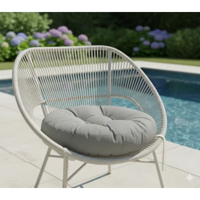 Μαξιλάρι στρογγυλό αδιάβροχο για κάθισμα με κουμπιά ανθρακί