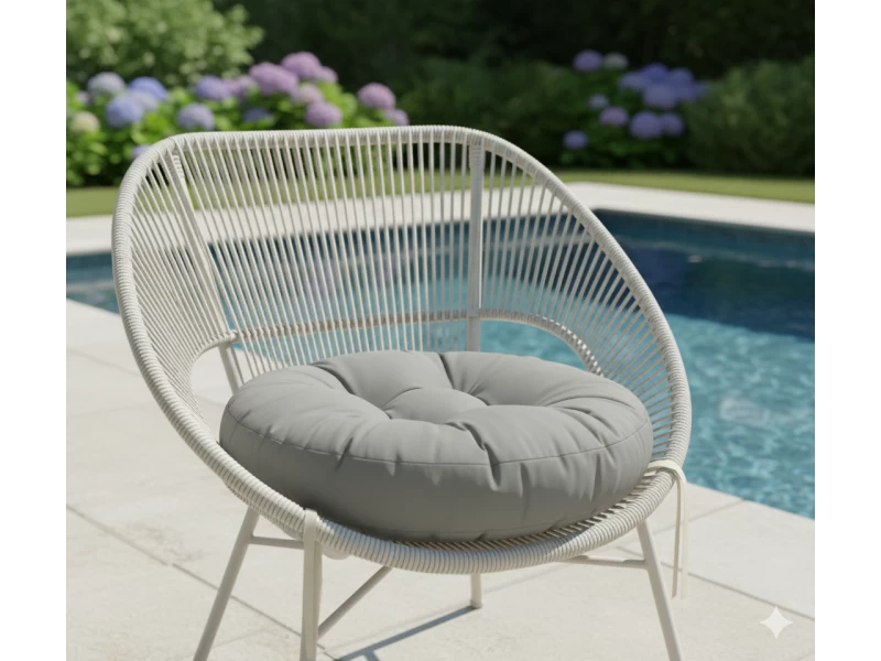 Μαξιλάρι στρογγυλό αδιάβροχο για κάθισμα με κουμπιά ανθρακί