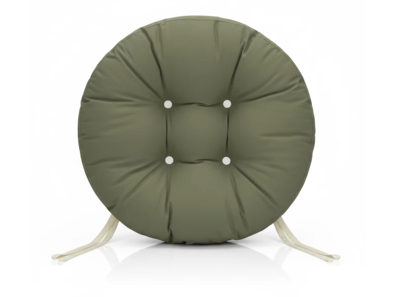 Μαξιλάρι στρογγυλό αδιάβροχο για κάθισμα με κουμπιά Kakki