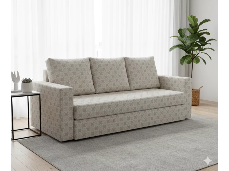 Μαξιλάρι πλάτης τριγωνικό Λονέτα Ύφασμα απόχρωση του μπεζ με σχέδιo Kanada - Norman