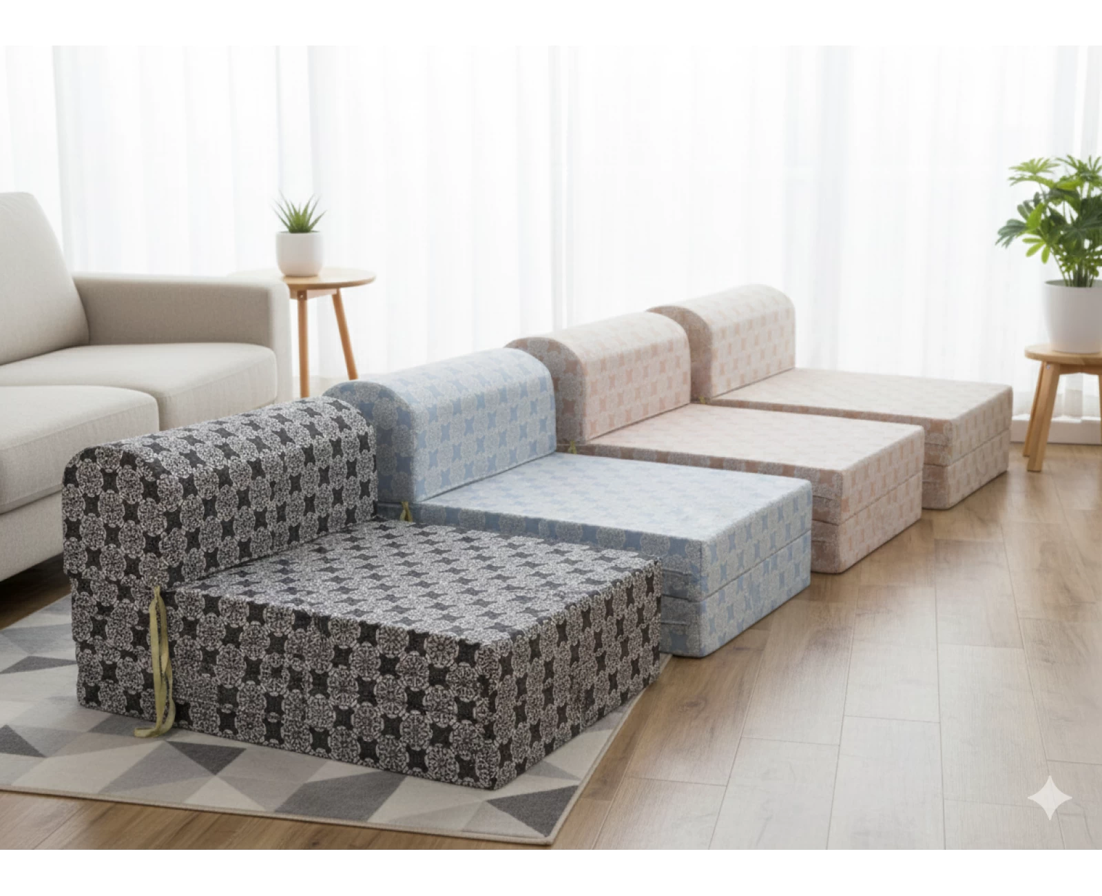 Πολυθρόνα - Κρεβάτι Flip Chair Florina Λονέτα Ύφασμα απόχρωση του γαλάζιου με σχέδιo Kanada | Mypouf.gr