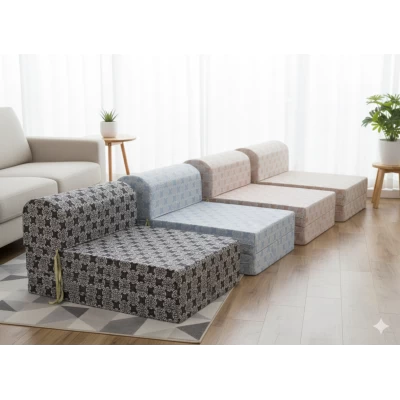 Πολυθρόνα - Κρεβάτι Flip Chair Florina Λονέτα Ύφασμα απόχρωση του γαλάζιου με σχέδιo Kanada