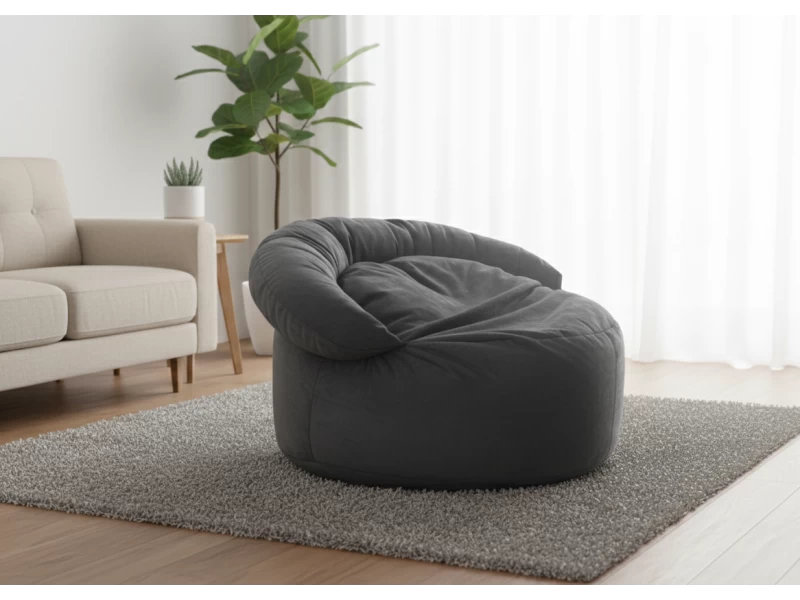 Πουφ πολυθρόνα Big size Velure αποχρώσεις του γκρι Φ120 x 100εκ.