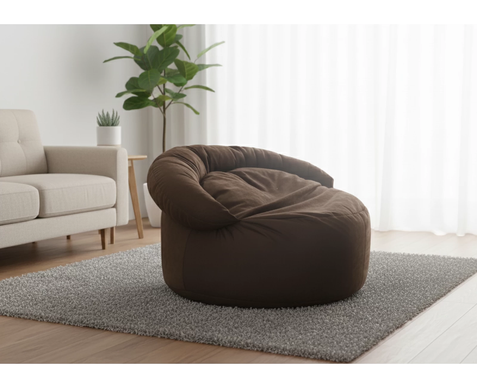 Πουφ πολυθρόνα Big size Velure αποχρώσεις του καφέ Φ120 x 100εκ. | Mypouf.gr