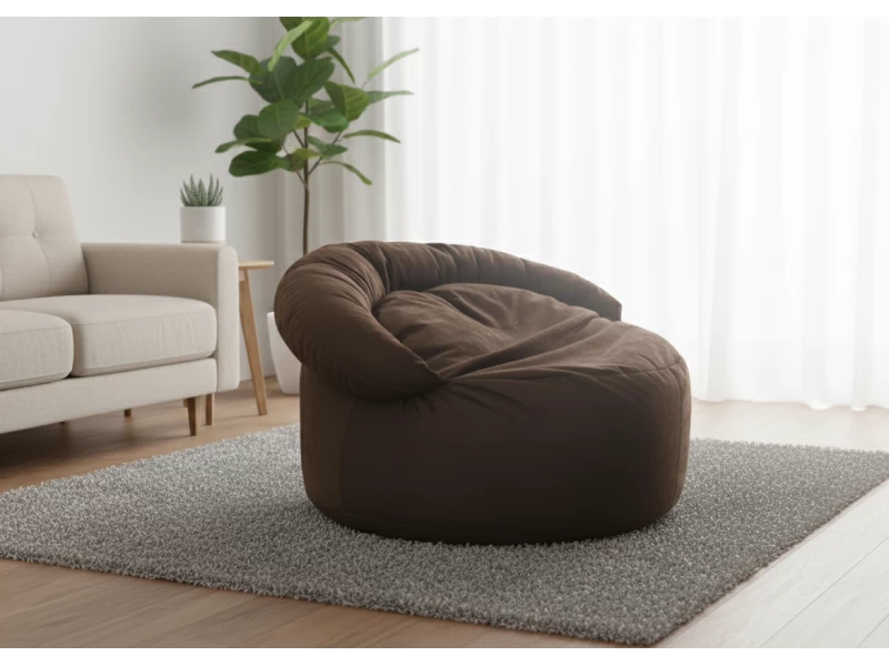 Πουφ πολυθρόνα Big size Velure αποχρώσεις του καφέ Φ120 x 100εκ.