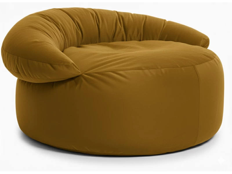Πουφ πολυθρόνα Big size Velure αποχρώσεις του κίτρινου Φ120 x 100εκ.