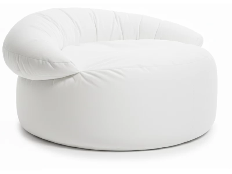 Πουφ πολυθρόνα Big size Velure αποχρώσεις του λευκού Φ120 x 100εκ.