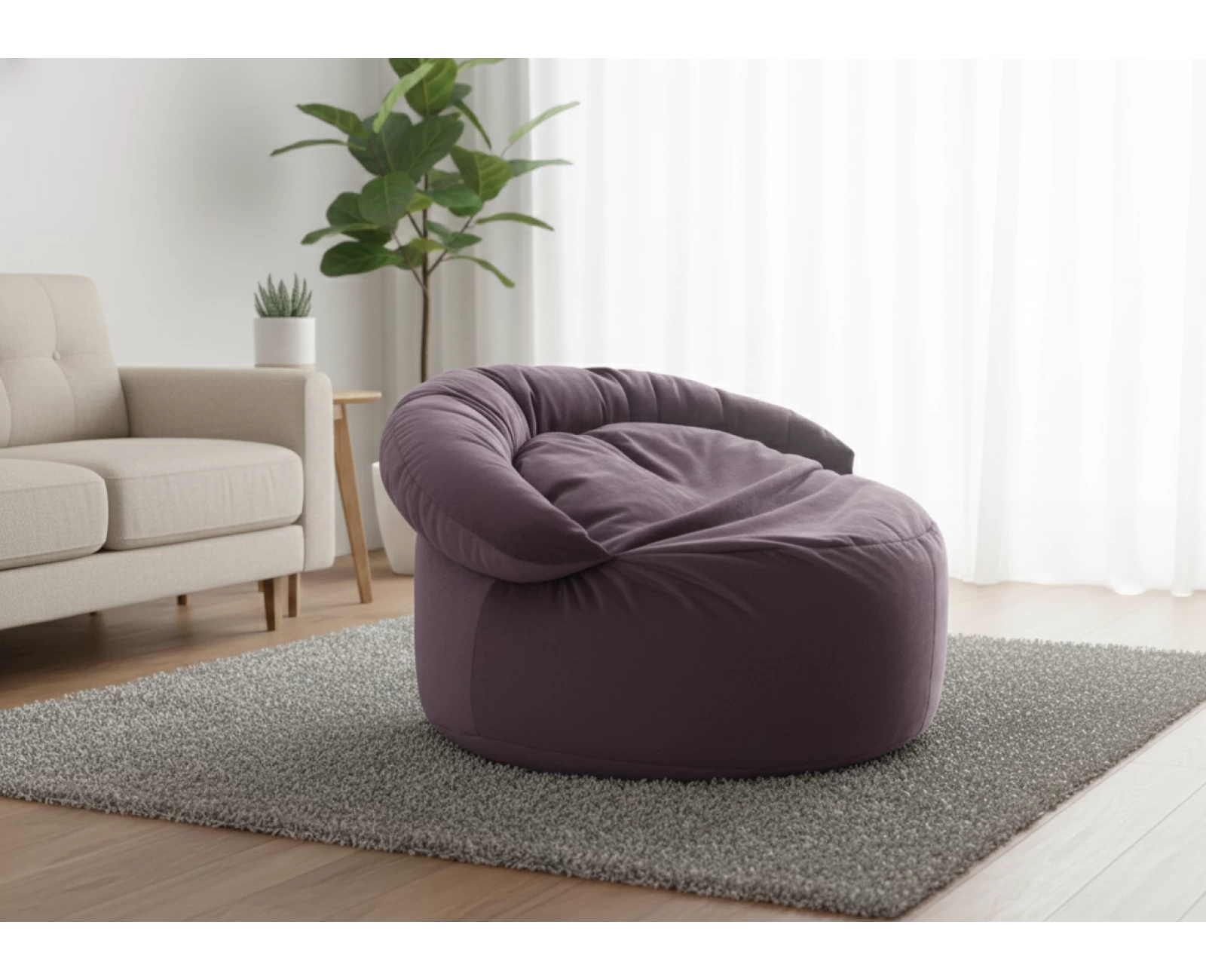 Πουφ πολυθρόνα Big size Velure αποχρώσεις του μωβ Φ120 x 100εκ. | Mypouf.gr