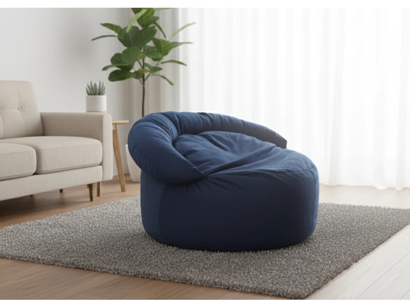 Πουφ πολυθρόνα Big size Velure αποχρώσεις του μπλε σκούρο Φ120 x 100εκ.