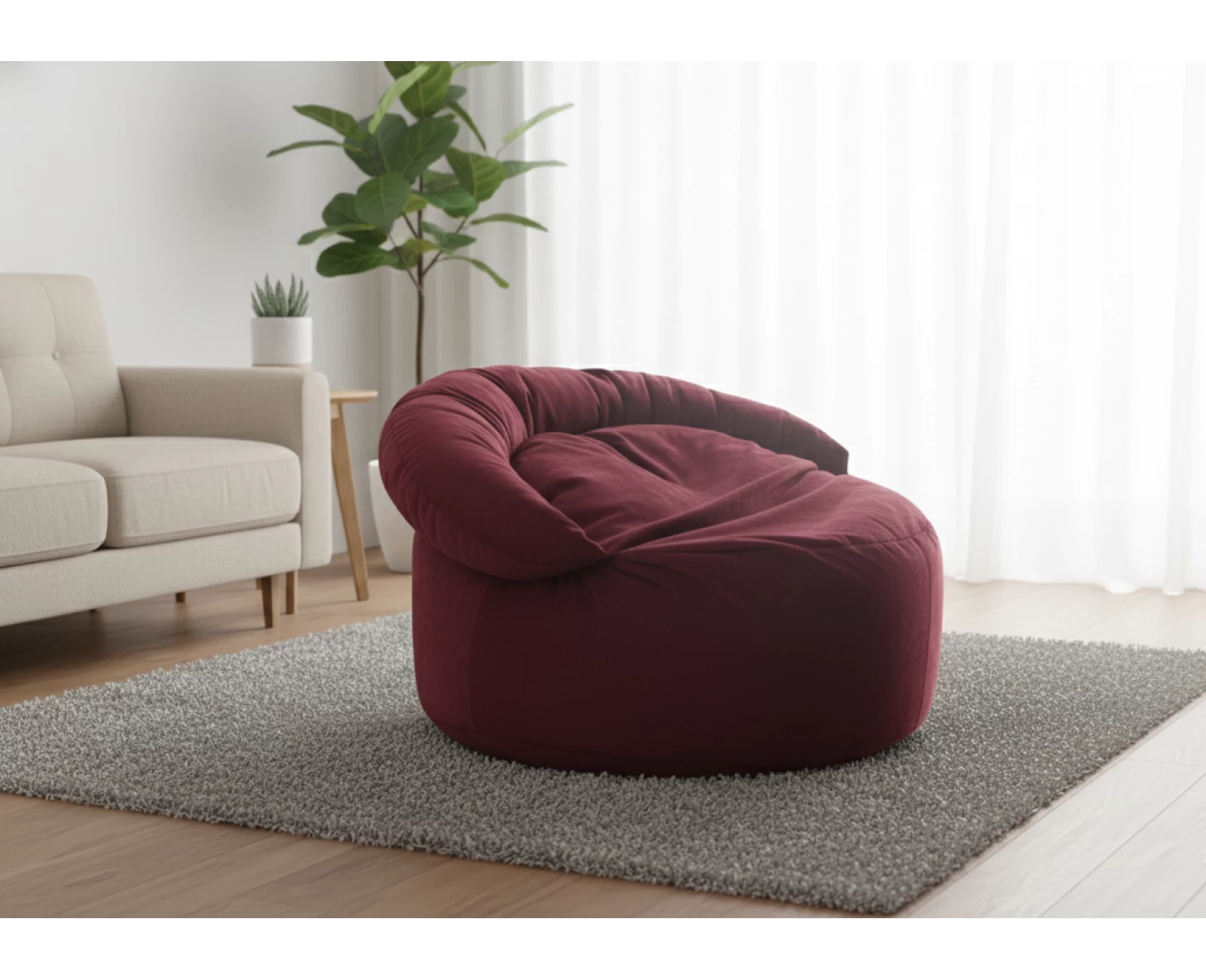 Πουφ πολυθρόνα Big size Velure αποχρώσεις του Μπορντώ Φ120 x 100εκ. | Mypouf.gr