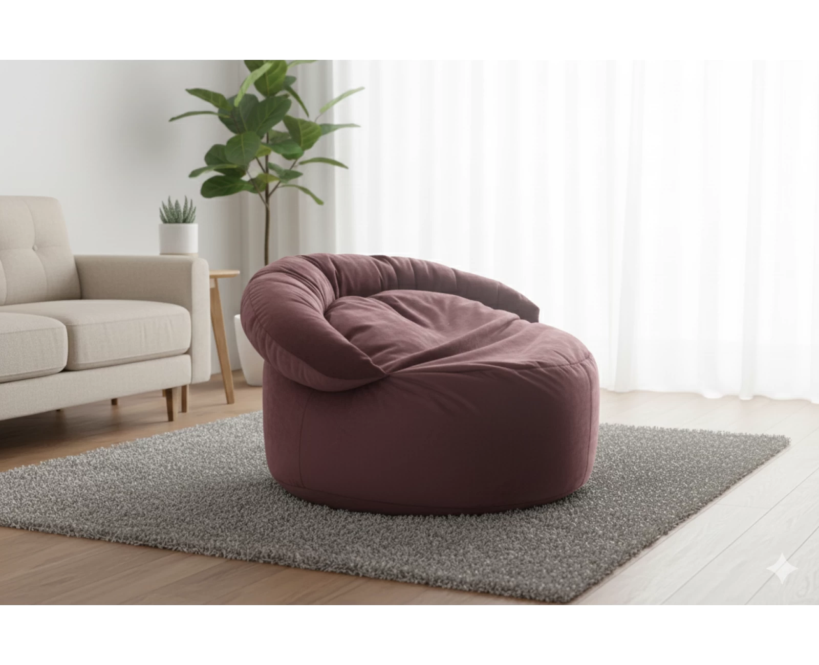 Πουφ πολυθρόνα Big size Velure αποχρώσεις του σάπιου Μήλου Φ120 x 100εκ. | Mypouf.gr