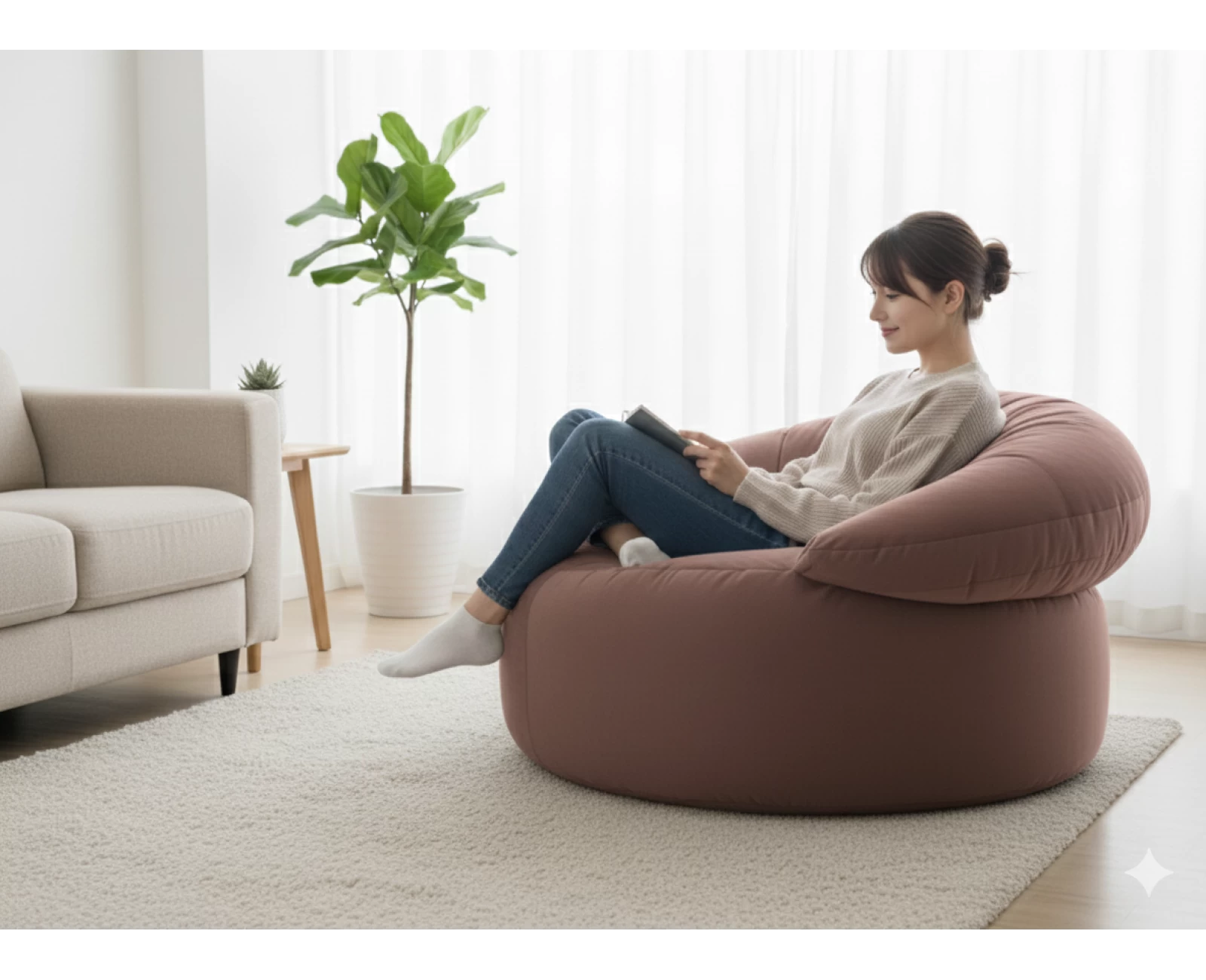 Πουφ πολυθρόνα Big size Velure αποχρώσεις του σάπιου Μήλου Φ120 x 100εκ. | Mypouf.gr