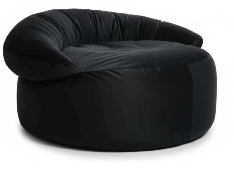 Πουφ πολυθρόνα Big size Velure μαύρη απόχρωση Φ120 x 100εκ.